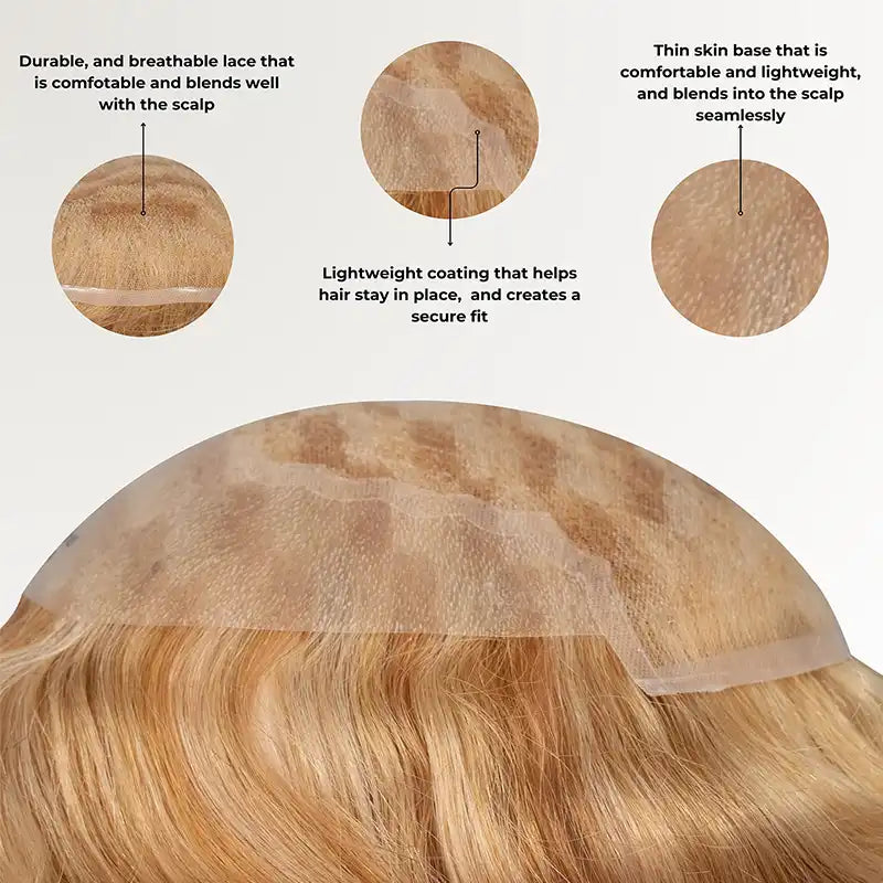 Celeste | French Lace and Skin Hair Topper for Women