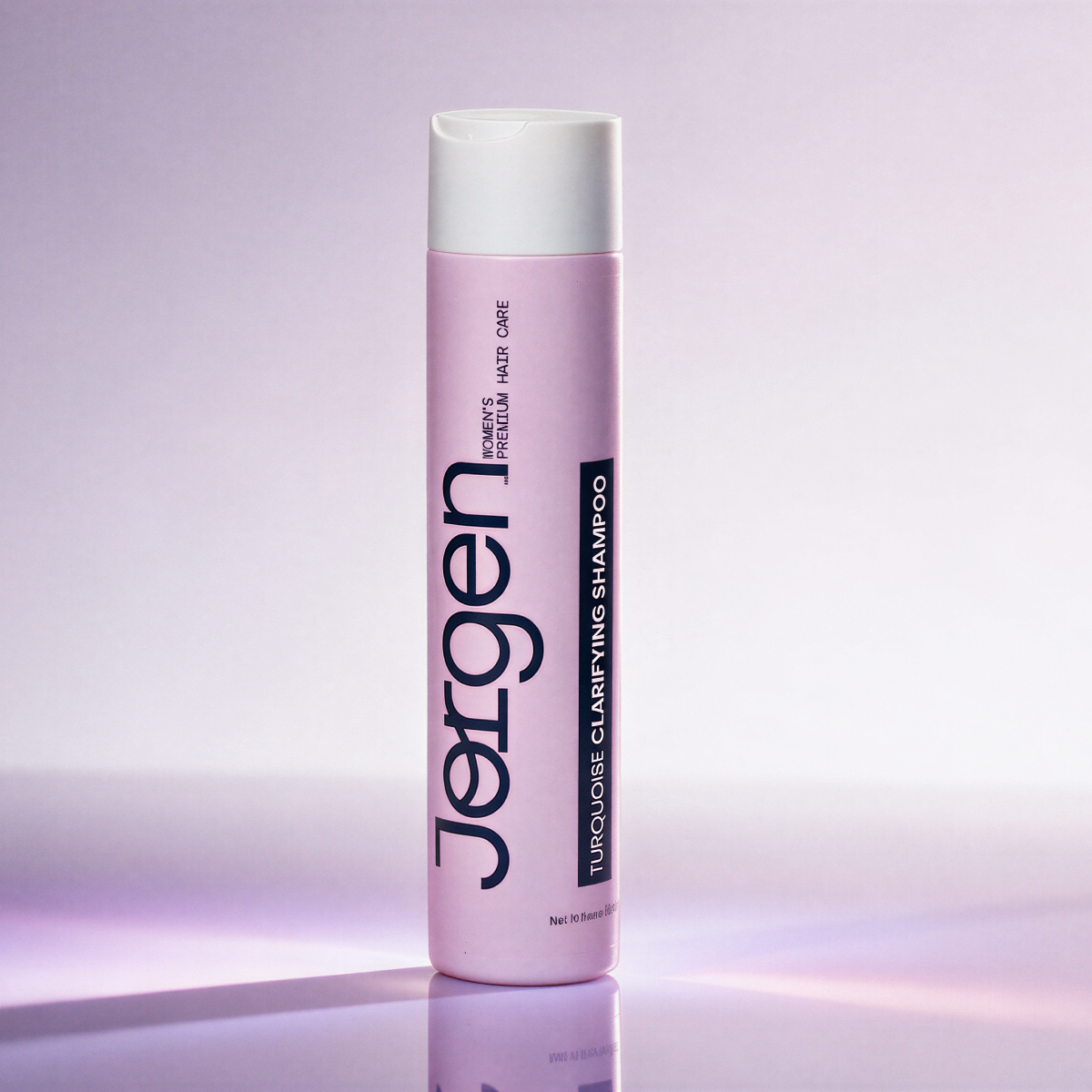 Jorgen Turquoise Clarifying Shampoo in a pink bottle