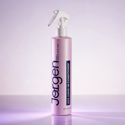 Jorgen Jade Leave-In Conditioner in a pink trigger spray bottle
