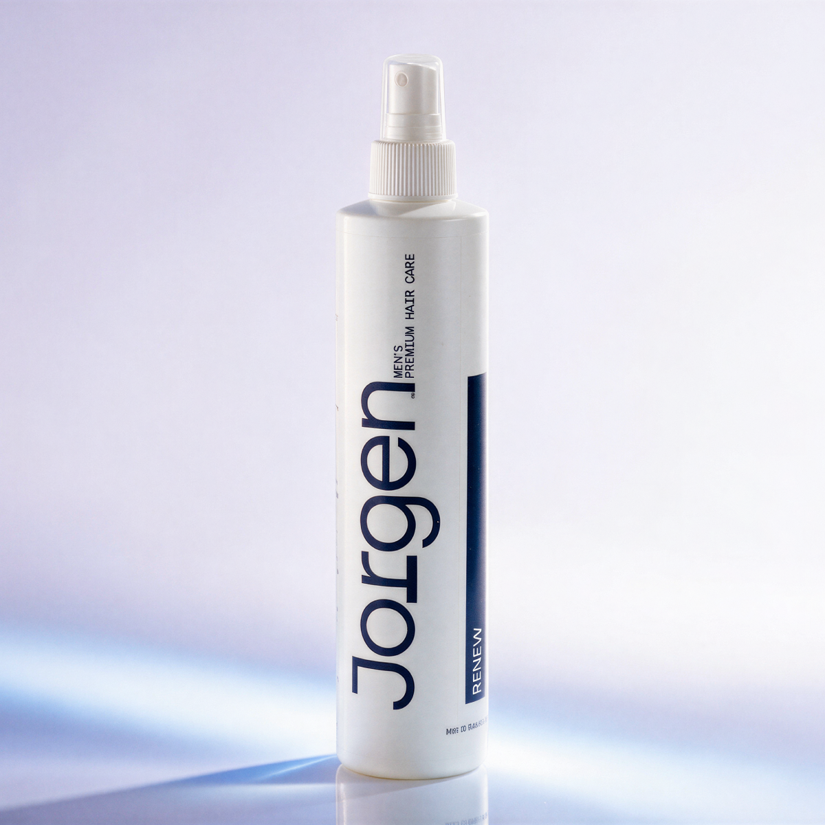 Jorgen Renew scalp prep spray in a white spray bottle