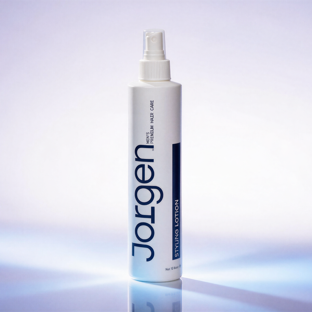Jorgen Styling Lotion in a white spray bottle